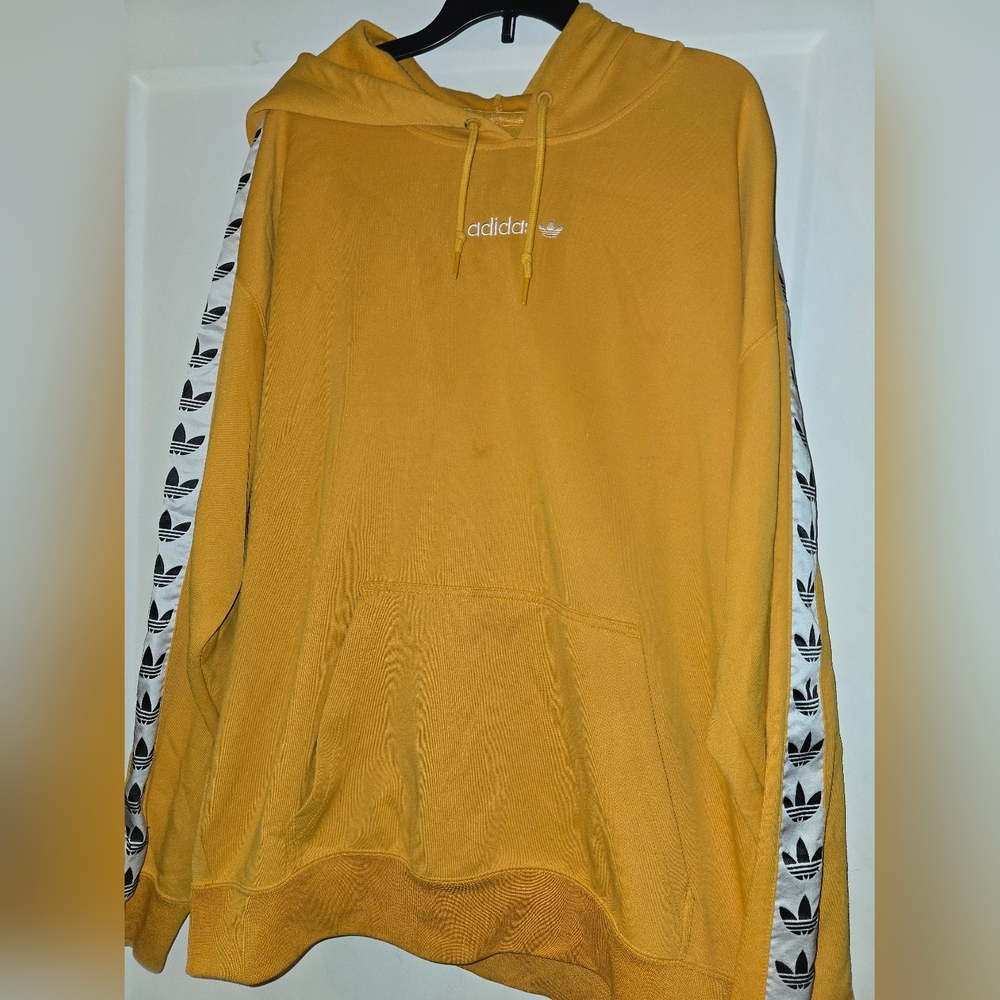 Adidas Yellow Hoodie with Black and White Accents